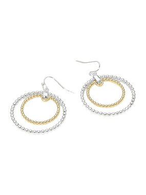 Tigerstars Double Layered Beaded Hoop Drop Earrings